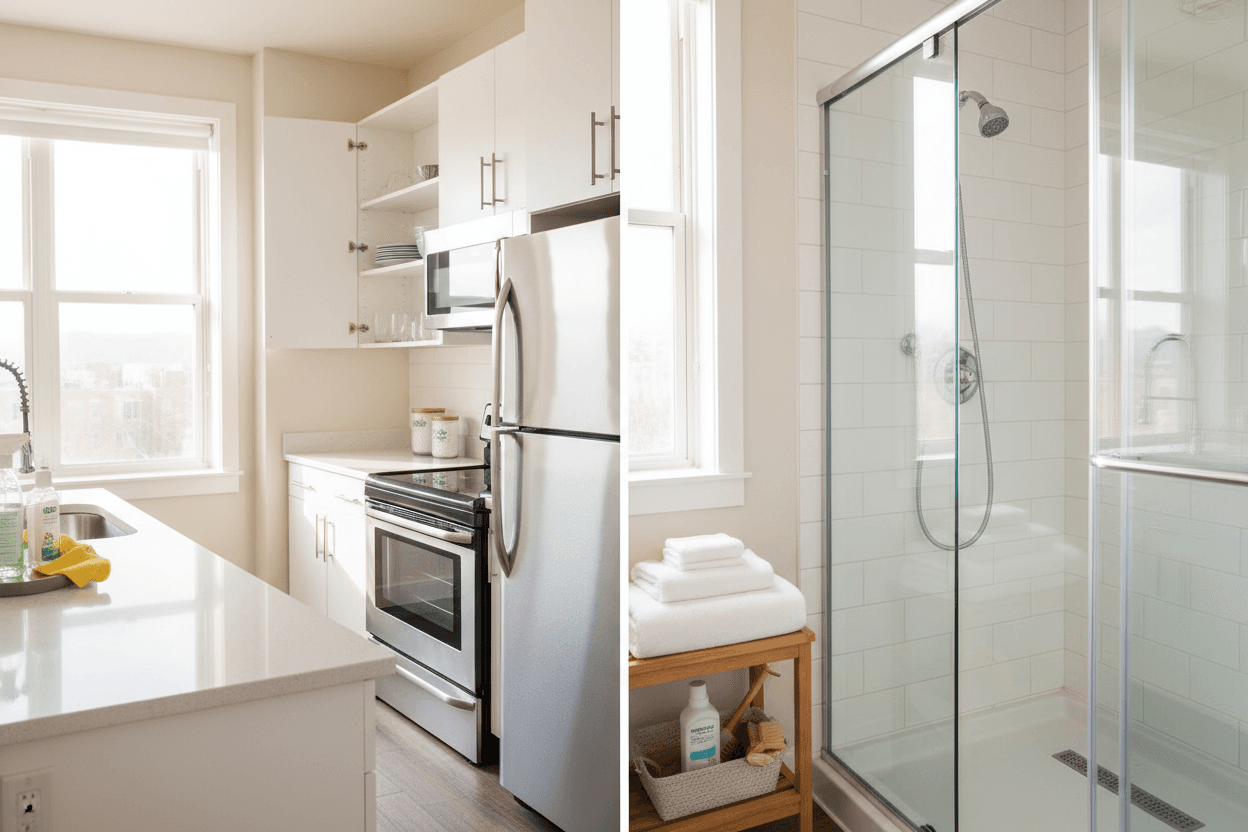 Cucina moderna appena pulita per fine locazione