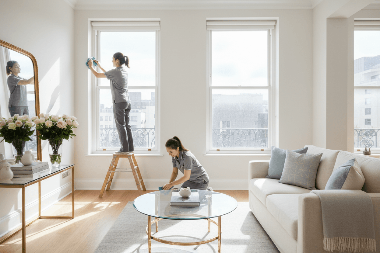 Zona living ordinata e pronta per un nuovo ingresso